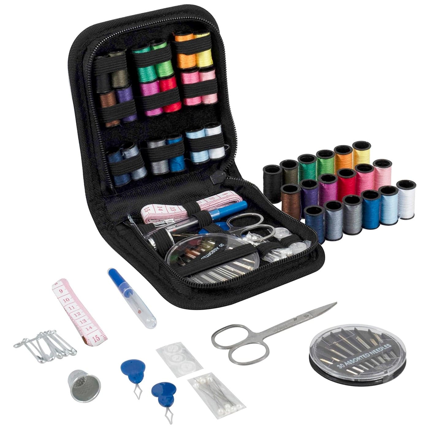 Trimits Sewing Kit Portable Case for Adults Beginners DIY Home Travel Emergency Repair Clothing Fixes with Thread Needles Scissors Tape Buttons More Blue 12 x 125 x 3cm