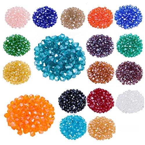 LONGWIN Lot 1800pcs Glass Bicone Beads 4mm for Adults Crystal Beads Jewelry Making Supply for Bracelets Necklaces Earrings