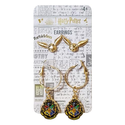LUV HER Harry Potter Earrings 2 Hypoallergenic Earrings for Girls 1 Stud Earring 1 Fishhook Drop Earring Sets with Charms One Size Fits All Jewelry for Women Accessories Ages 4+