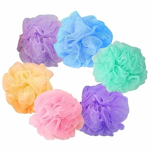 GUBB Exfoliating Loofah - Soft Mesh With Multiple Layers Of Fibrous Matrix | Skin Friendly, Gentle Exfoliation For A Fun Shower Time | Loufa/Luffa/Lufa/Poof/Pouf | 6 Loofahs