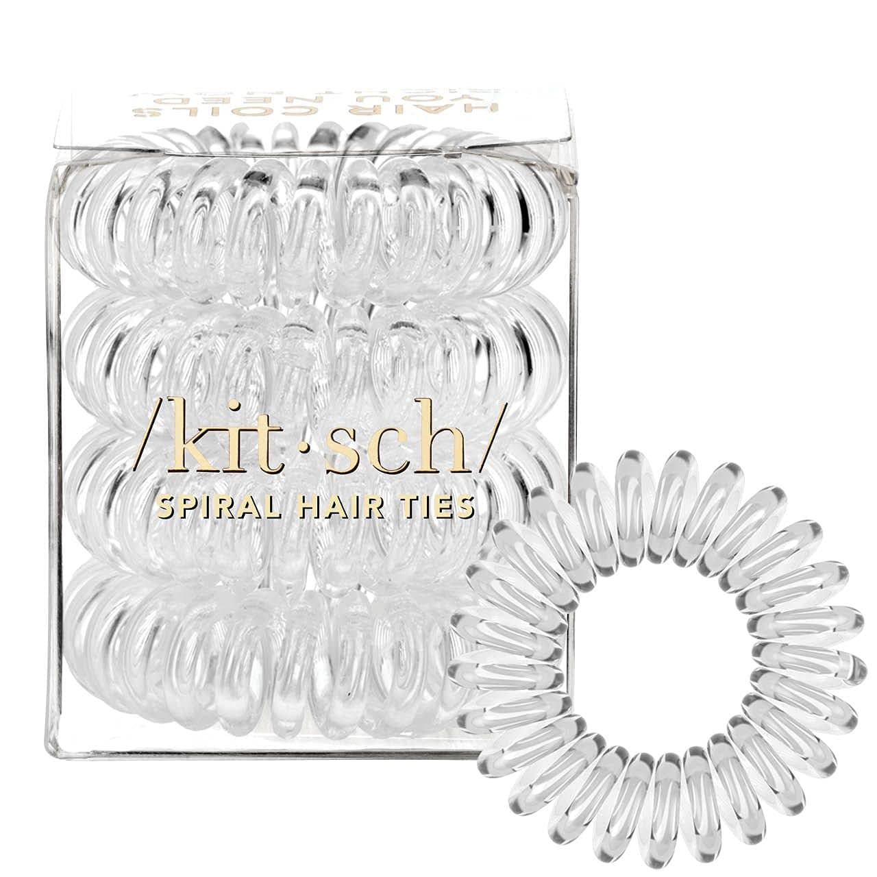 Kitsch Spiral Hair Ties for Women Creaseless and Dentfree Coil Hair Ties No Damage Phone Cord Coils Made of Flexible and Durable Plastic Ideal for Daily Use 4pcs ClearTransparent