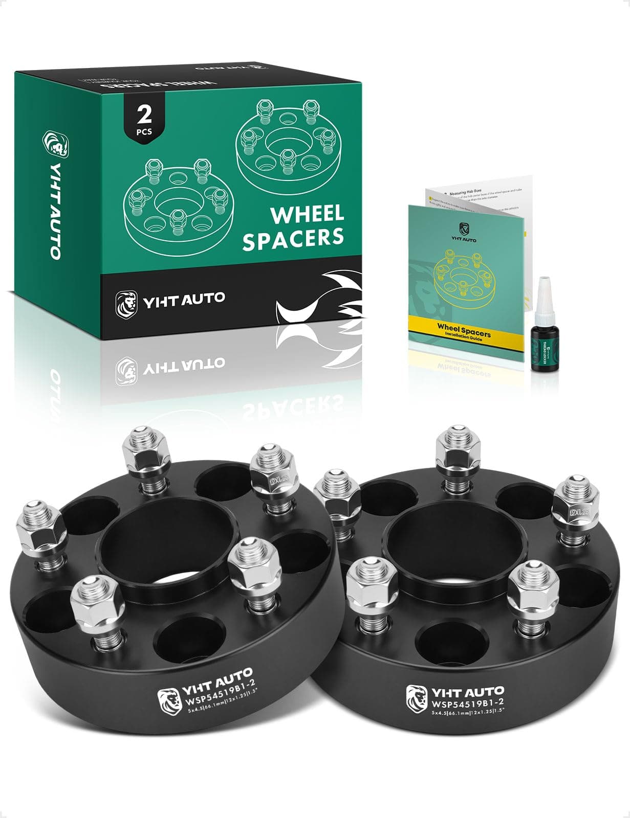 YHTAUTO 5x4.5 Hub Centric Wheel Spacers 1.5 Inch Fits Chevy Nissan Infiniti Mercury Models, Altima, Rogue, Sentra, Murano, QX60, Q50, QX50, 5x114.3 Tire Spacers w/ 12x1.25 Studs 66.1mm Bore 5 Lug 2Pcs