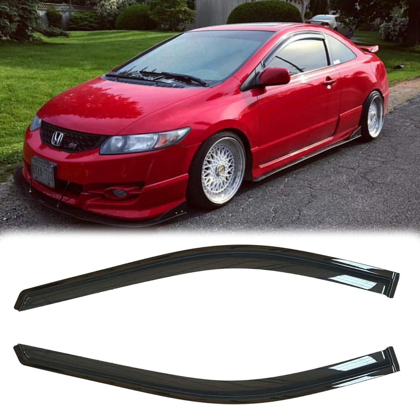 Puermto Original Side Window Wind Deflector Set for 2006-2011 Honda Civic 2-Door Coupe