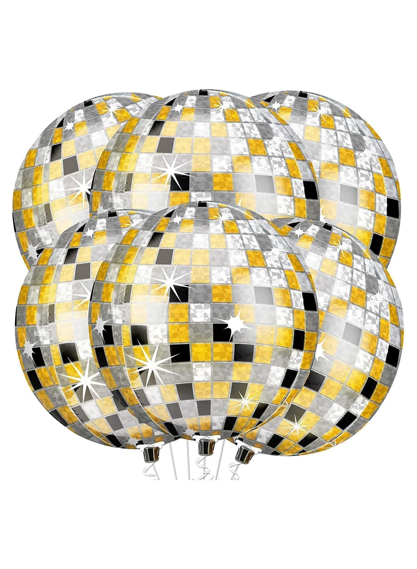 Disco Ball Balloons for Party Decorations Large 22 Inches 360 Degree 4D Round Sphere Foil (6 pcs)