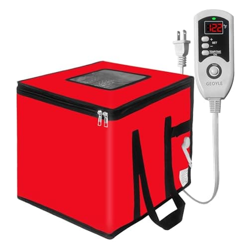 Bread Proofing Box Heated, Foldable Dough Proofer Temperature/Timer Control Sourdough Warmer for Making Bread, Pizza,Yogurt, Natto and Handmade Soap Red, 10.6 * 10.6 * 10.6inch