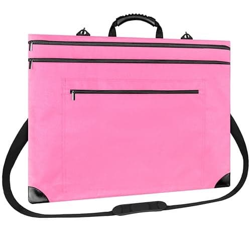 ZKOO Light Weight Art Portfolio Bag Artist Canvas Case with Detachable Shoulder Strap Leather Corners Art Portfolio Case 20 X 24 for Artwork Poster Sketching and Drawing 20 x 24 Pink