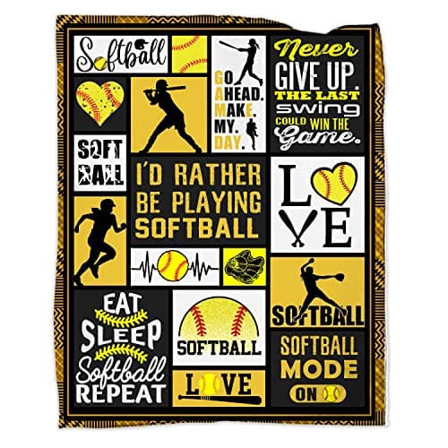 Softball Blanket 50x60 Softball Gift Blanket Super Soft Warm and Comfortable Throw Blanket for Fall Winter Spring All Season