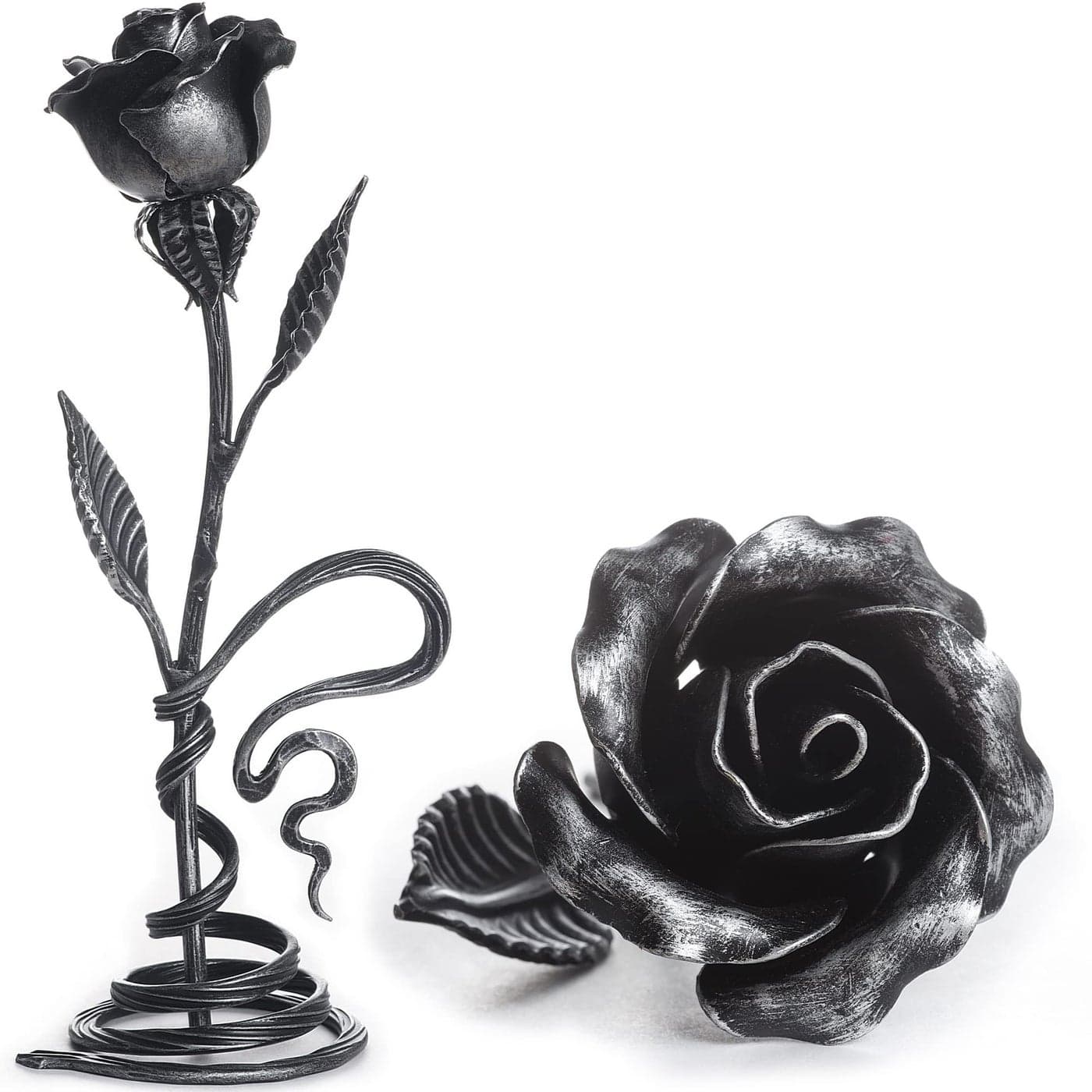 Hand Forged Metal Rose Iron Anniversary Flower with Decorative Stand 6th11th Year Wedding Gift for Her