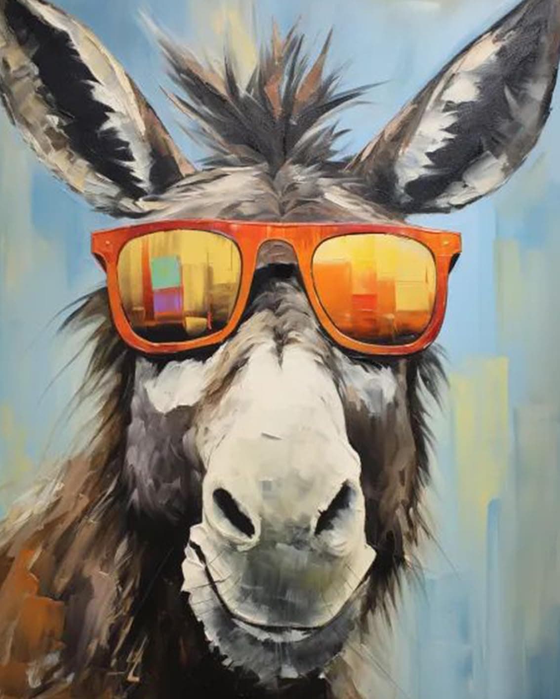 Tucocoo Donkey in Glasses Paint by Numbers Kits 16x20 inch Canvas DIY Oil Painting for Kids Students Adults Beginner with Brushes and Acrylic Pigment Funny Donkey Farmhouse AnimalWithout Frame