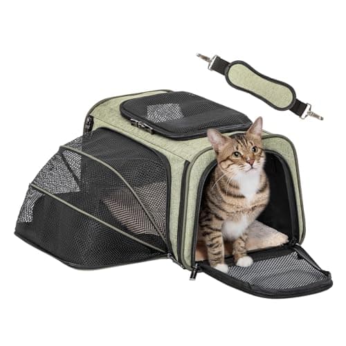 Petsfit Expandable Rabbit Carrier Small Cat Carrier Airline Approved, 16X10X9 Inches Soft-Sided Portable Small Animal Travel Bag for Kitten/Puppy/Bunny/Guinea Pig