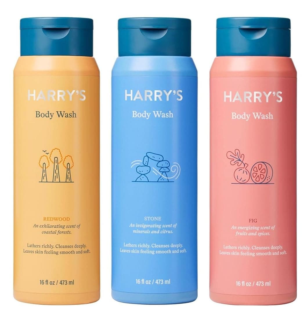 Harrys Mens Body Wash Shower Gel Variety Stone Fig Redwood Pack of 3