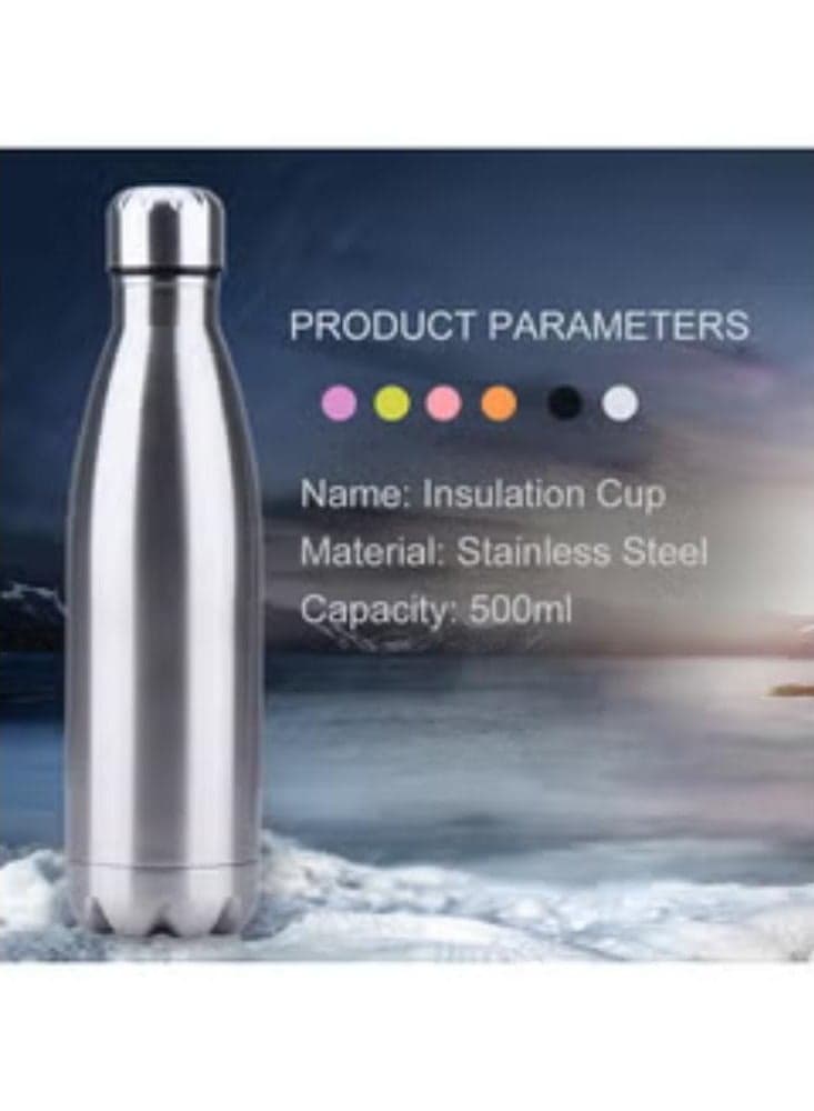 Thermal Insulated Water Bottle Silver 500ml