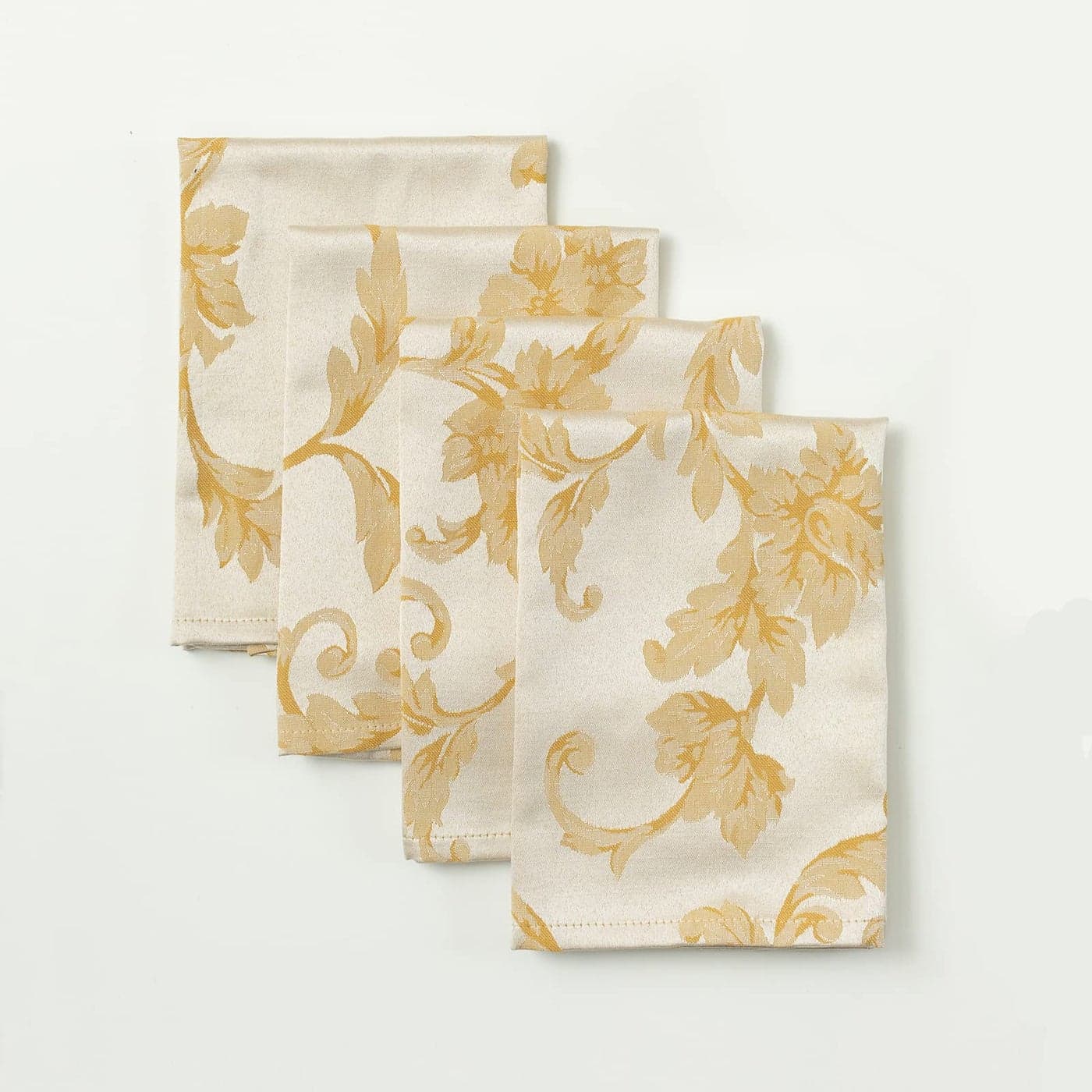 Benson Mills Harmony Scroll Woven Damask Fabric Set of 4 Napkins Everyday Parties Special Occasions Weddings and Holiday Cloth Napkins 18 x 18 Napkins Silver Gold