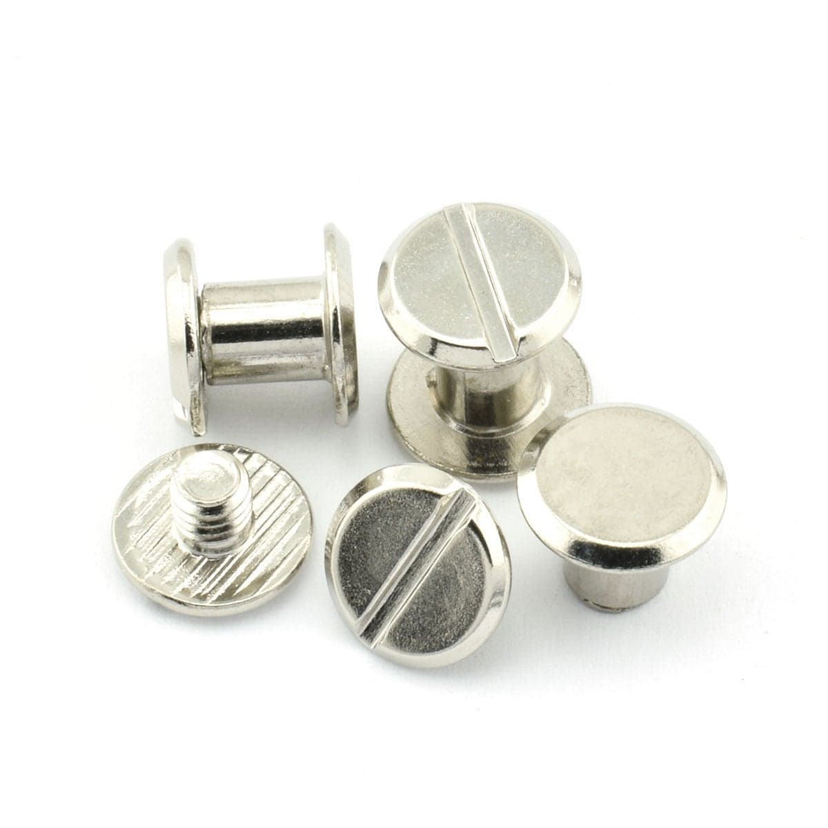 60 Sets Silvery Chicago Screws 14 Inches Screw Posts Metal Accessories Nail Rivet Chicago Button for DIY Leather Decoration Document Book Album Bookbinding Round Flat Head Stud Screw