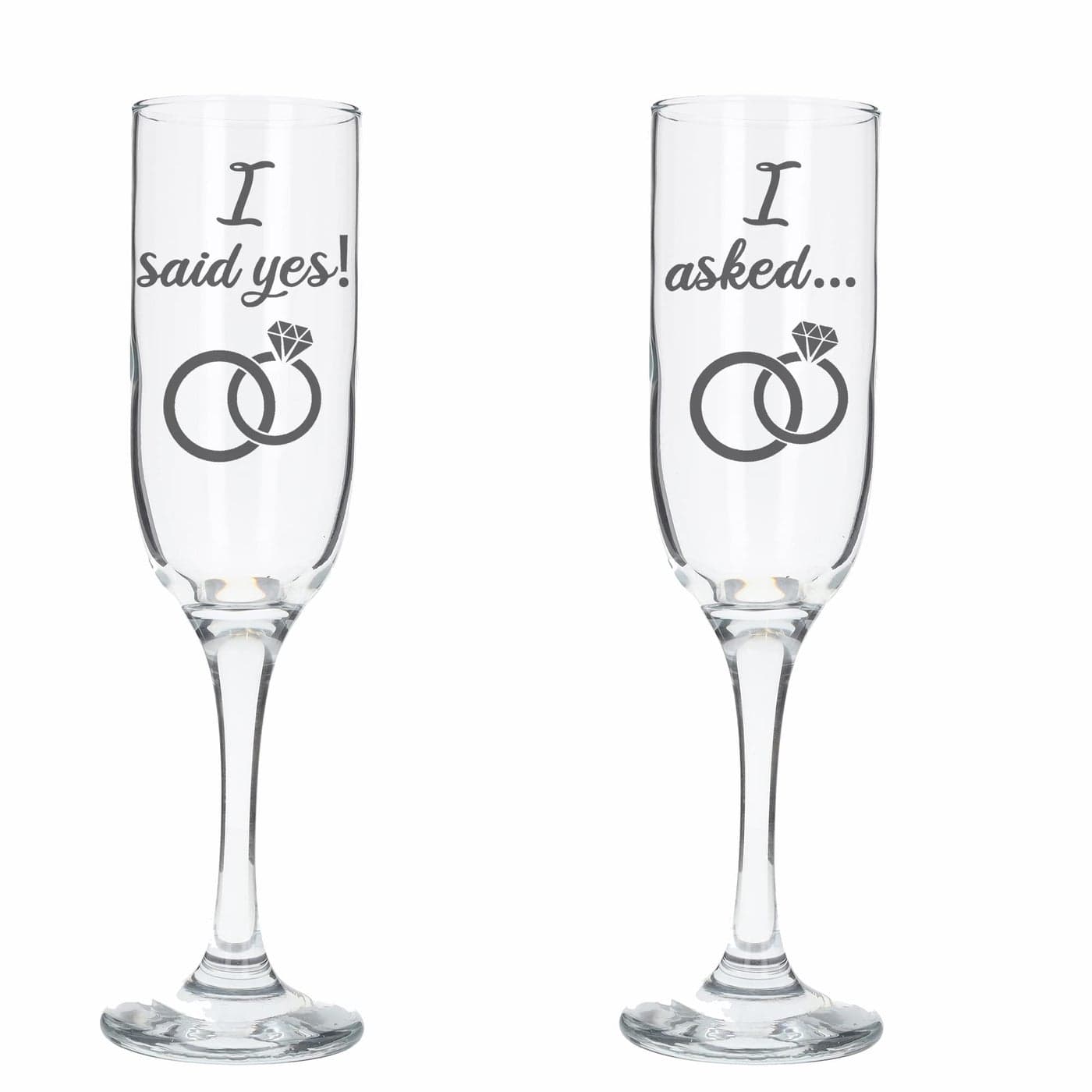 Always Looking Good Engraved Engagement Set of 2 Champagne Flute Glass Set I Asked I Said Yes Congratulations on Your Engagement Gift