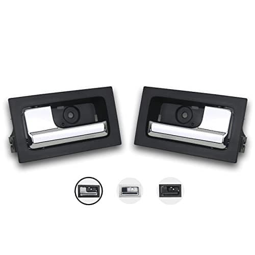 TQPONLY Interior Door Handle,Compatible with 2009-2014 Ford F150 Front/Rear Left Driver& Right Passenger Side (Chrome Lever+Textured Black)