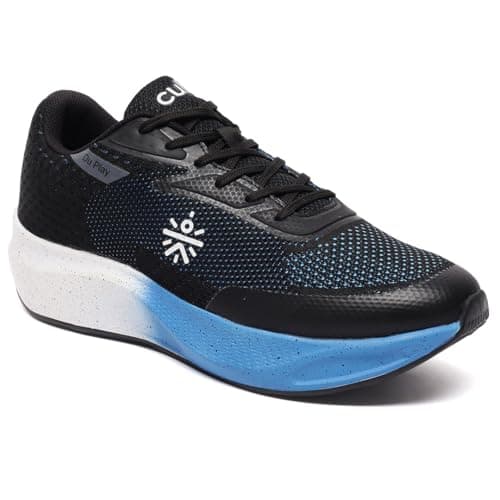 CULT Men's DuPlay Running Shoes, Knitted Upper, Enhanced Cushioning, Enhanced Grip, High Traction, Sports Footwear for Men (CS704040UK8_Black/Blue)