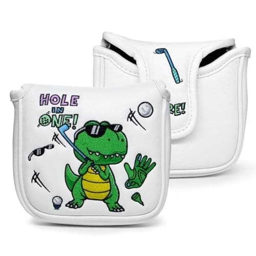 Golf Mallet Putter Headcover Premium Leather Golf Club Protector Mallet Putter Cover with Magnetic Closure for Most Brand Golf Blade Putter Cover Dinosaur