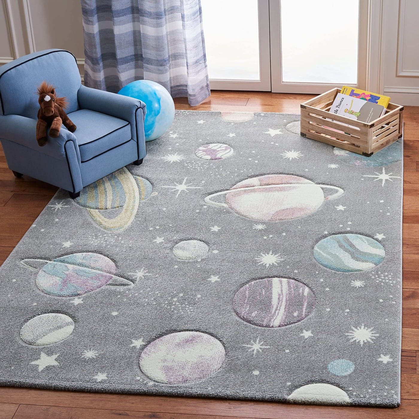 SAFAVIEH Carousel Kids Collection Area Rug 53 x 76 Grey Lavender NonShedding Easy Care Ideal for High Traffic Areas for Boys Girls in Playroom Nursery Bedroom CRK103F