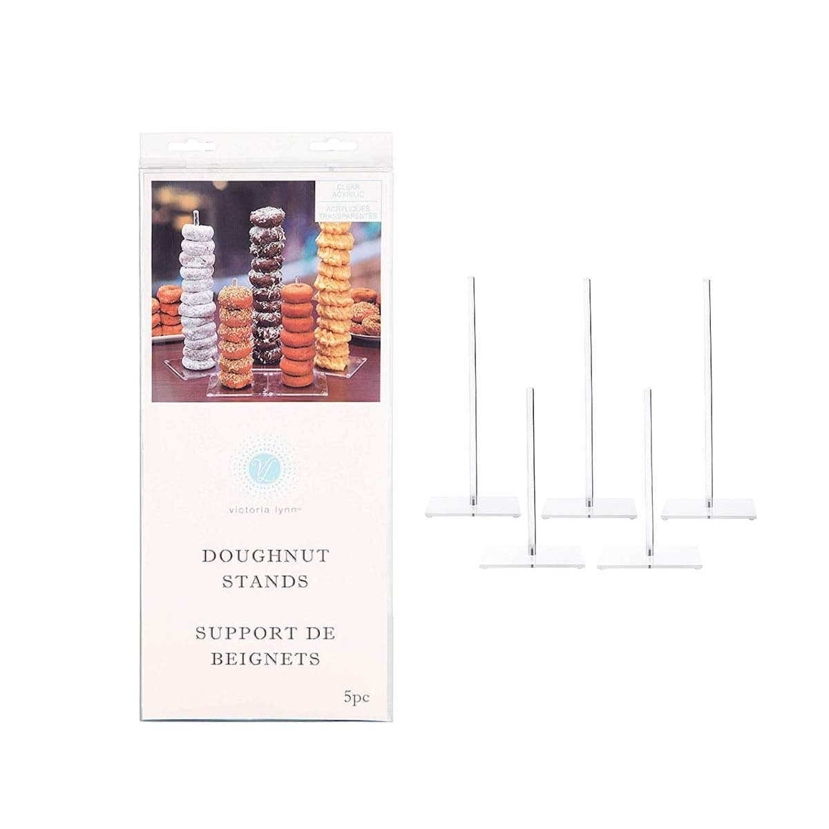 Darice Victoria Lynn Clear 5 Piece Set with Two 10 and Three 15 Display Treats at Weddings Showers and Other Ev Acrylic Donut Stands
