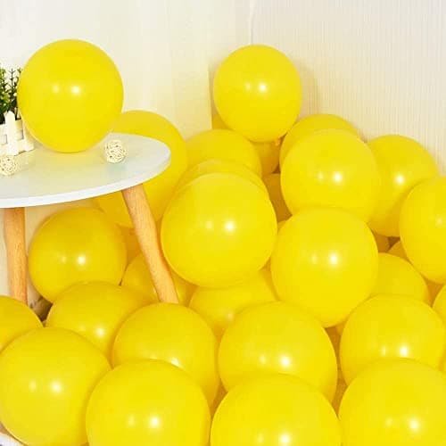 GRAND SHOP Premium Latex Balloons Solid Color 100 Pcs Pack (Yellow)