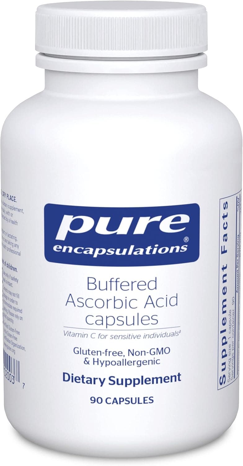 Pure Encapsulations Buffered Ascorbic Acid Capsules Vitamin C for Sensitive Individuals 90 Capsules