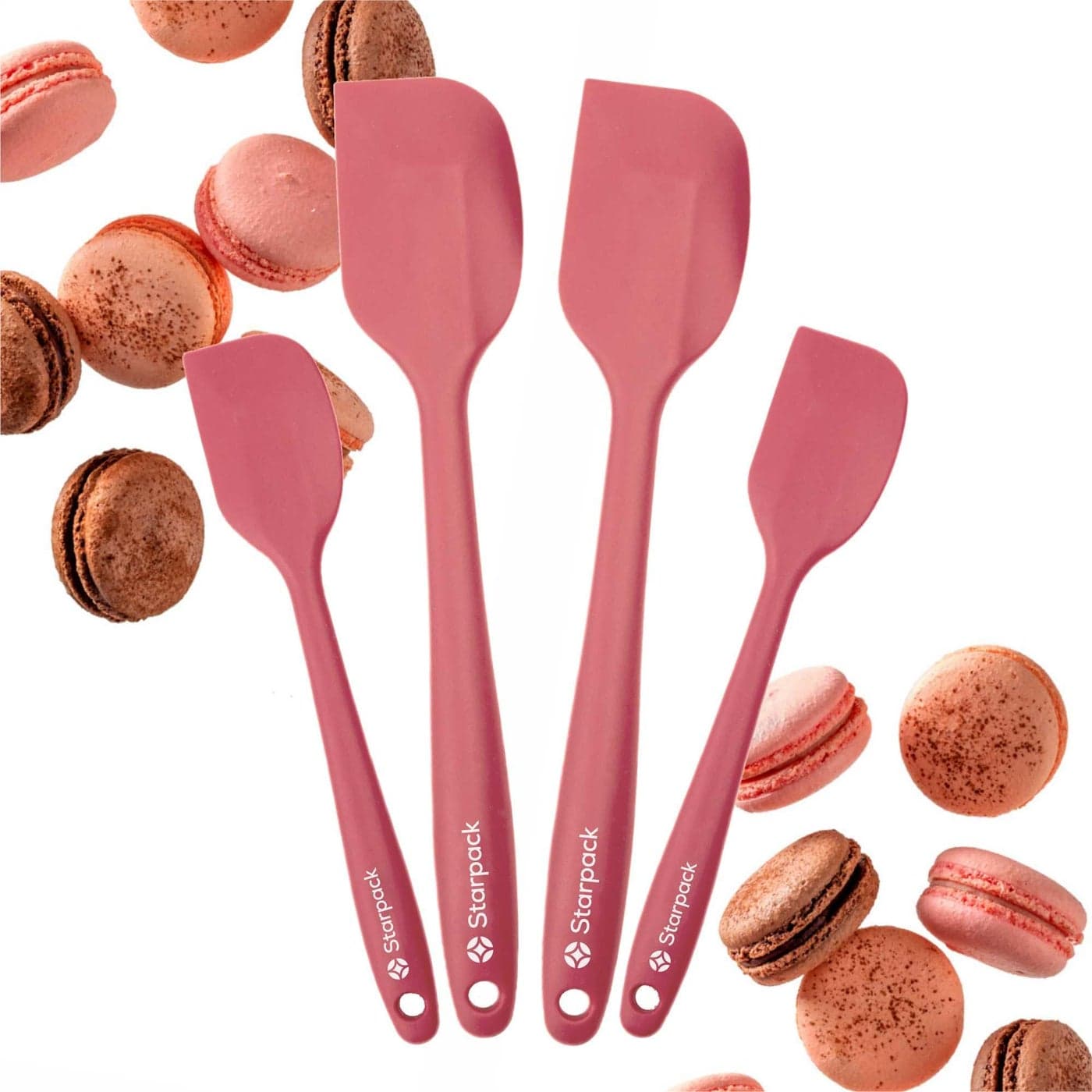 StarPack Scrape Stir Silicone Spatula Set 4 Pcs Heat Resistant Spatula Set 600F Food Grade Kitchen Spatulas Nonstick Silicone Baking Cooking Spatulas Rubber Turner Set for Kitchen Use