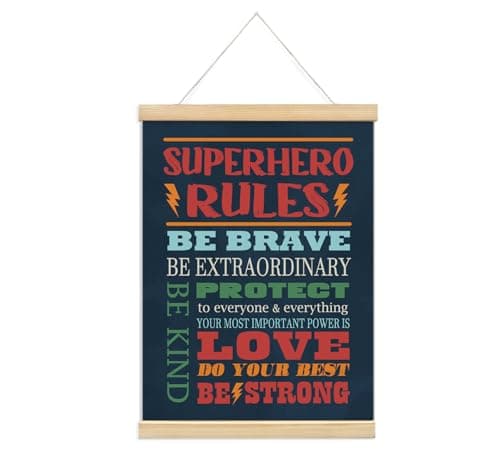 foedor Inspirational Quote hero Rules Room DecorCool Wall Decor for Boys Bedroom Playroom Toddler and Kids RoomHanging Flag Banner Wall Decor for Kids Room Nursery12x16 Inch white