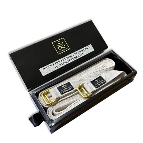 Samadhaan Yoga Belt | Yoga Strap with Durable Sliding Brass Buckle | Adjustable Stretching Strap | Gym Workout & Exercise Bands | Physical Therapy | Strong & Secure Cotton | Pack of 2