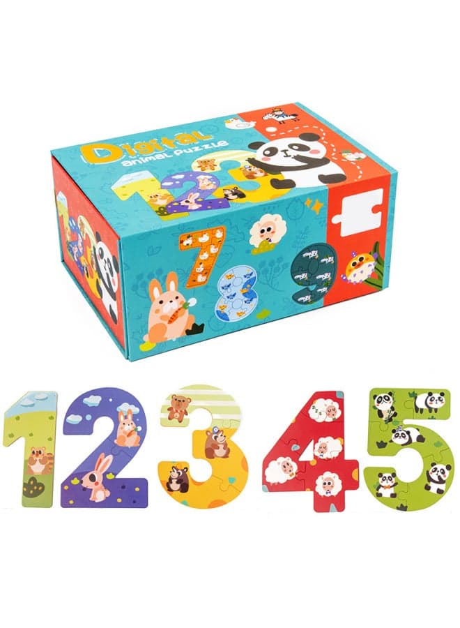 Cartoon Digital Alphabet Folding Box Puzzle Early Childhood Education Puzzle Digital Alphabet Cognitive Assembled Wooden Toys-Color:Folding Box Digital