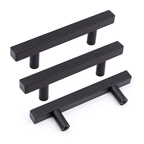 Goldenwarm 5Pack 3 Inch Black Cabinet Handles Matte Black Dresser Pulls Kitchen Cabinet Handles LSJ22BK76 Cupboard Drawer Handle Pulls Modern Dresser Hardware, 76mm Hole Centers