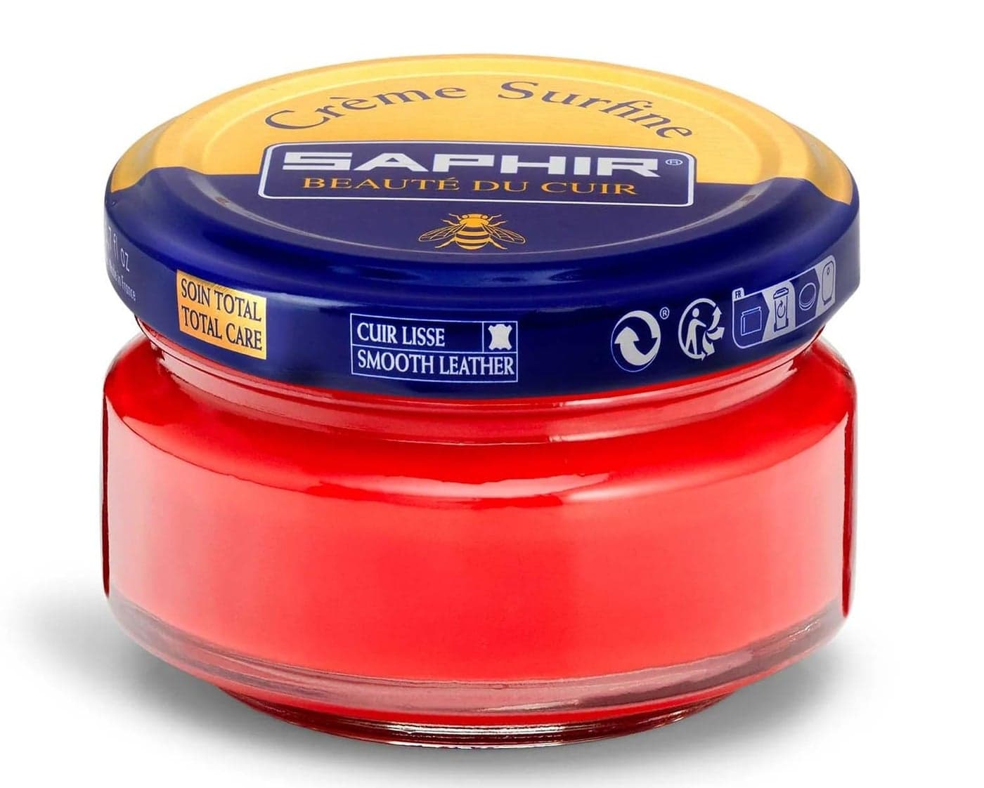 Saphir Creme Surfine Pommadier Shoe Polish - Beeswax Cream for Leather Products - Red