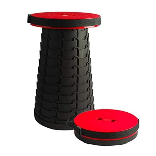 GTC Retractable Folding Stools Portable Lightweight for Indoor and Outdoor Traval, Fishing, Camping, Garden Use (36283-3) (Red)
