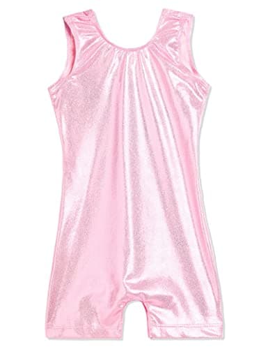 Domusgo Girls Gymnastics Leotards Size 5 6 Years Old Sparkle Solid Pink One Piece Quick Dry Unitards