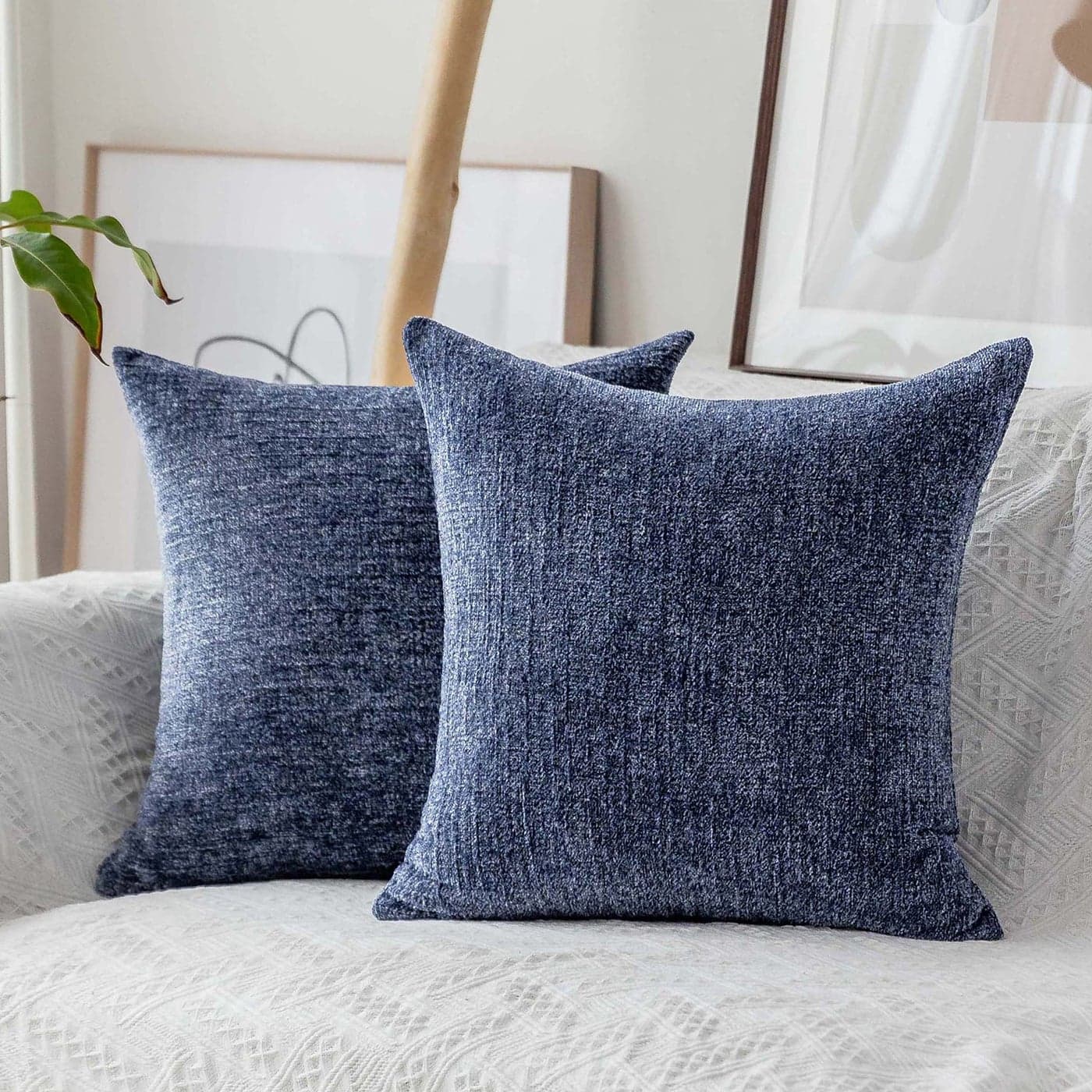 Home Brilliant Dark Blue Pillow Covers for Sofa Bed Car Plush Velvet Throw Pillow Cases for Couch 50x50 cm 20x20 inches Set of 2