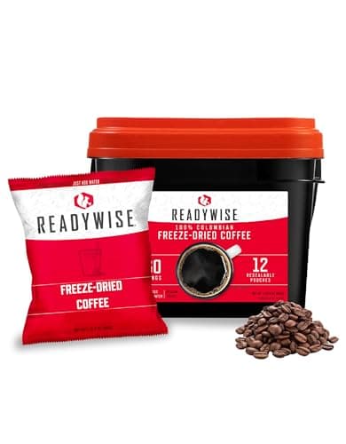 ReadyWise Emergency Food Supply - 360 Servings Freeze Dried Coffee Bucket, Survival Food, Instant Coffee Packets for Backpacking, Camping Essentials & Prepping Supplies, up to 15 Year Shelf Life