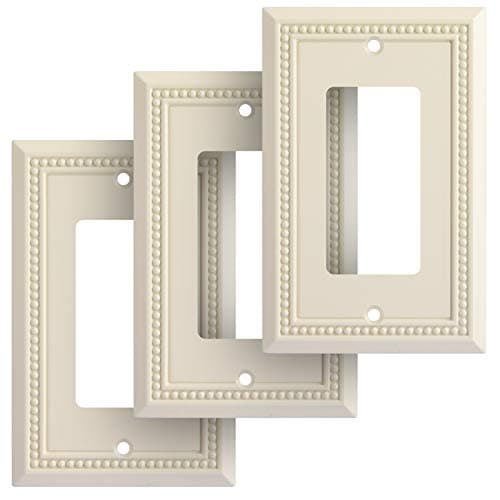 Henne Bery Sunken Pearls Heavy Duty Decorative Wall Plate Switch Plate Outlet Cover (Single Decorator, 3 Pack, Light Almond)