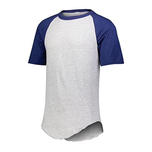 Augusta Sportswear Short Sleeve Baseball Jersey, XX-Large, Athletic Heather/Royal