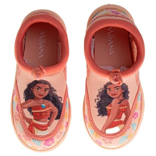 Moana Girls Water Shoes Island Adventure Slip-On Aqua Socks Quick Dry Beach Pool Swim Shoes- Orange Size 11-12 Little Kid