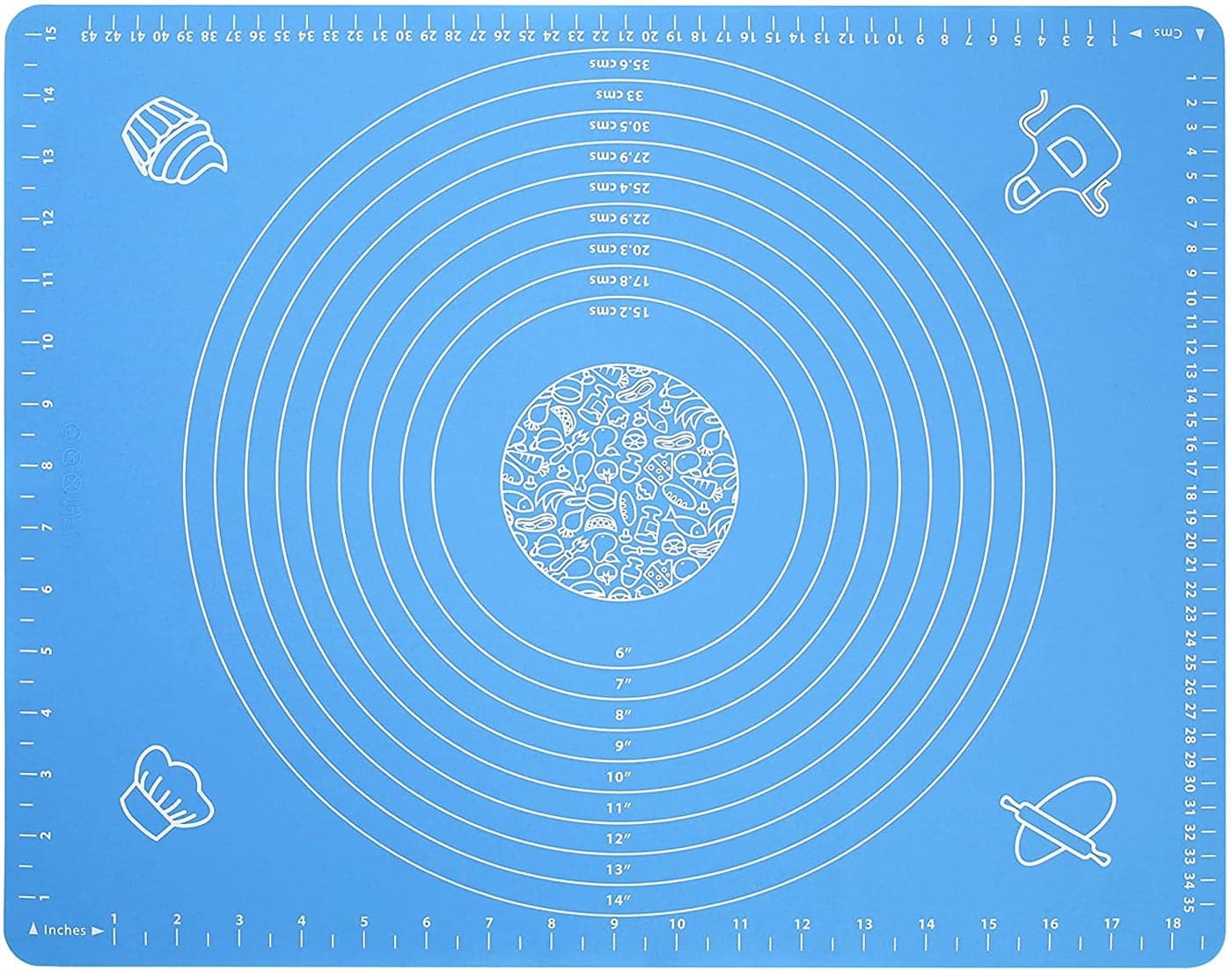 Silicone Baking Mat for Pastry Rolling Dough with Measurements197 x 157 BPA Free Non stick and Non Slip Blue Table Sheet Baking Supplies for Bake Pizza Cake
