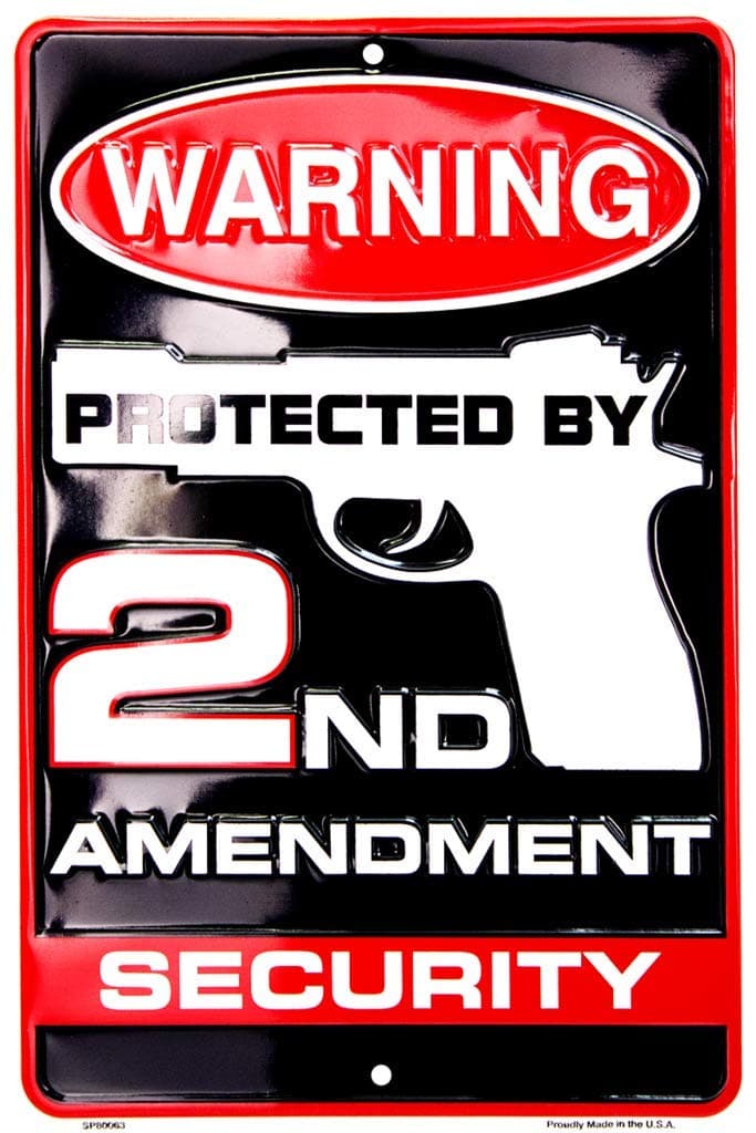 HangTme Warning Protected by 2nd Amendment Security 8 X 12 Metal Sign