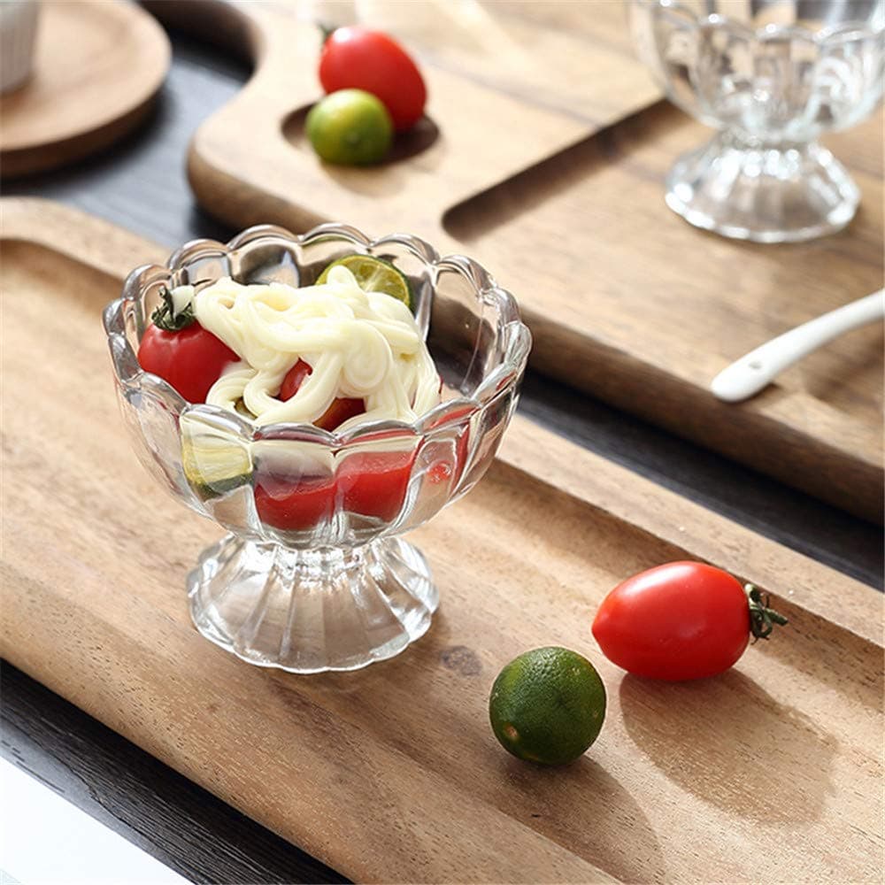 Varahry Glassware Ice Cream Bowl Salad Dessert Serving Bowls Tableware Set 120 ml Crystal Clear 6