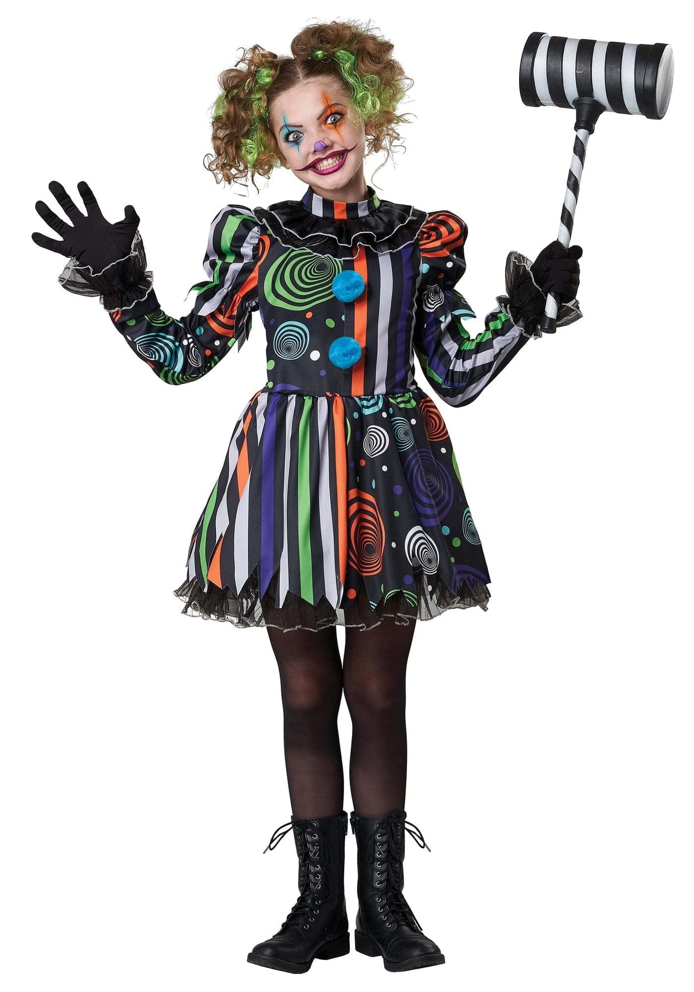 California Costumes Girls Neon Nightmare Clown Large Black
