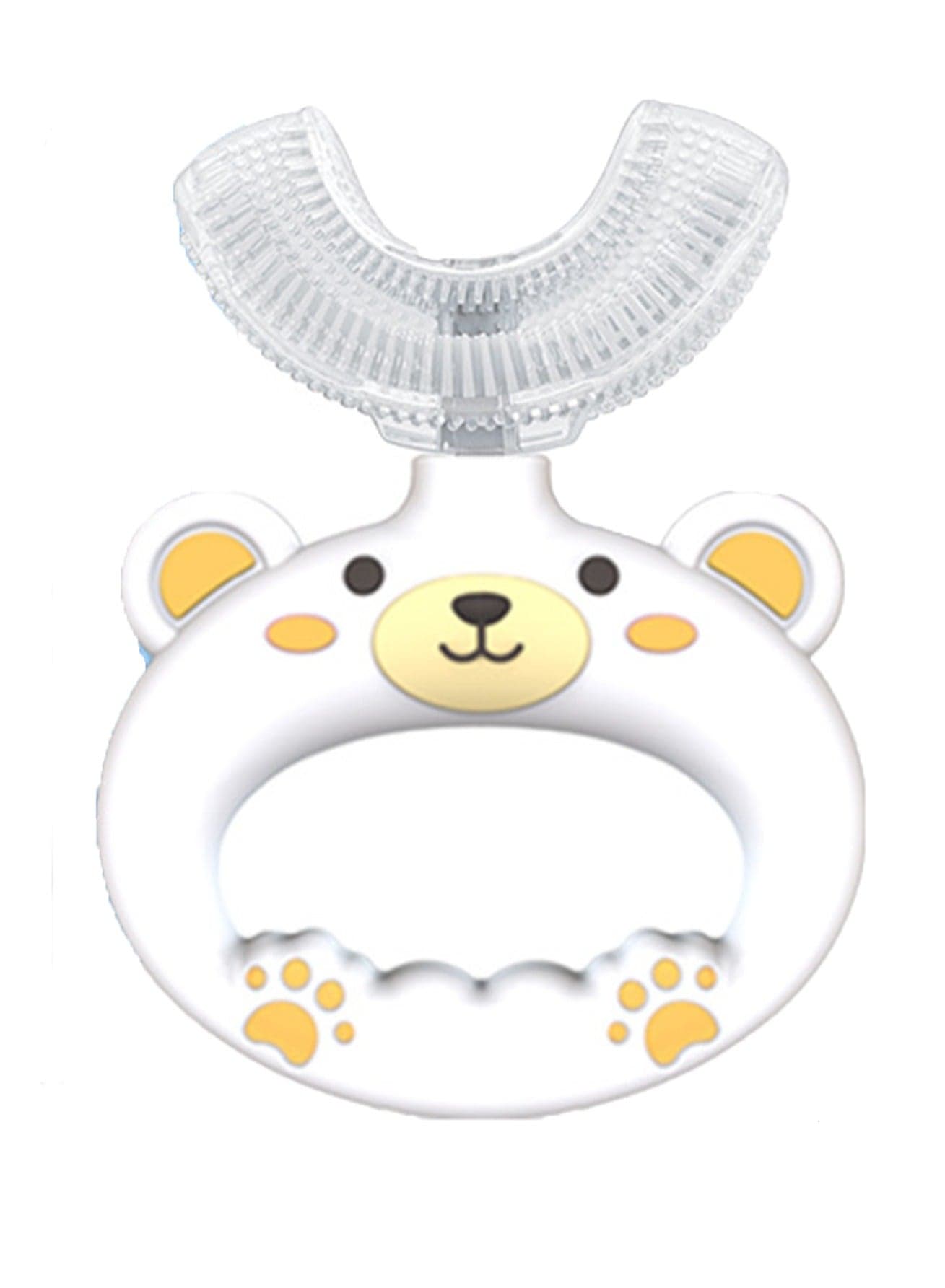 Daily Use Children's Toothbrush U-shaped Simple Bear Silicone Toothbrush(White)