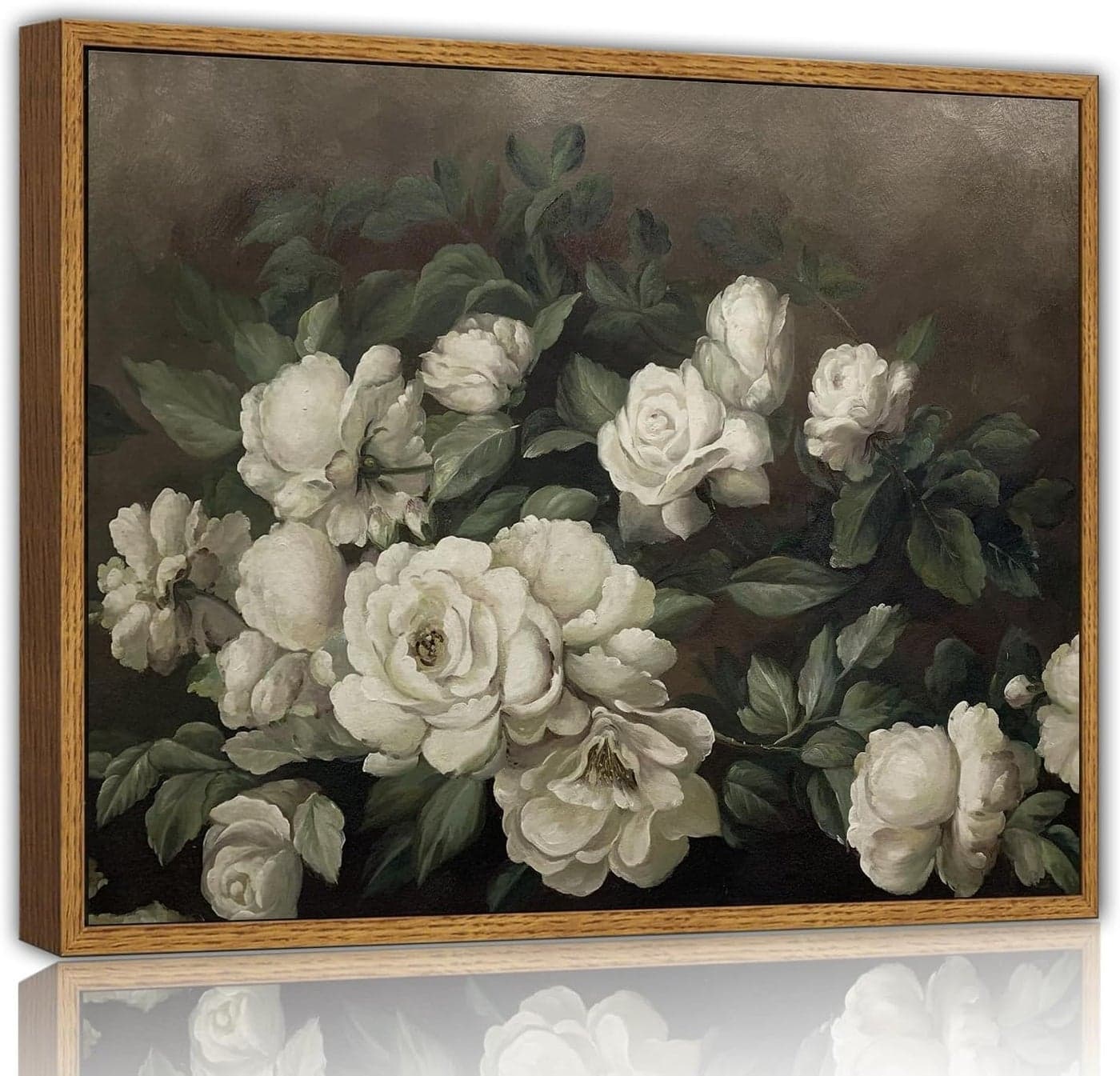 SHENIFY Vintage Landscape Framed Canvas Wall Art Rose Flower Classic Wall Prints Modern Kitchen Bathroom Office Decor - 8x10in Natural Framed