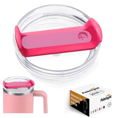 Fabenyok 20 OZ 30 OZ Tumbler Lid Replacement Fit for Stanley Cup,1 Pack Clear Replacement Lids, Tumbler Covers for Stanley Cup Accessories (Clear - Hot Pink)
