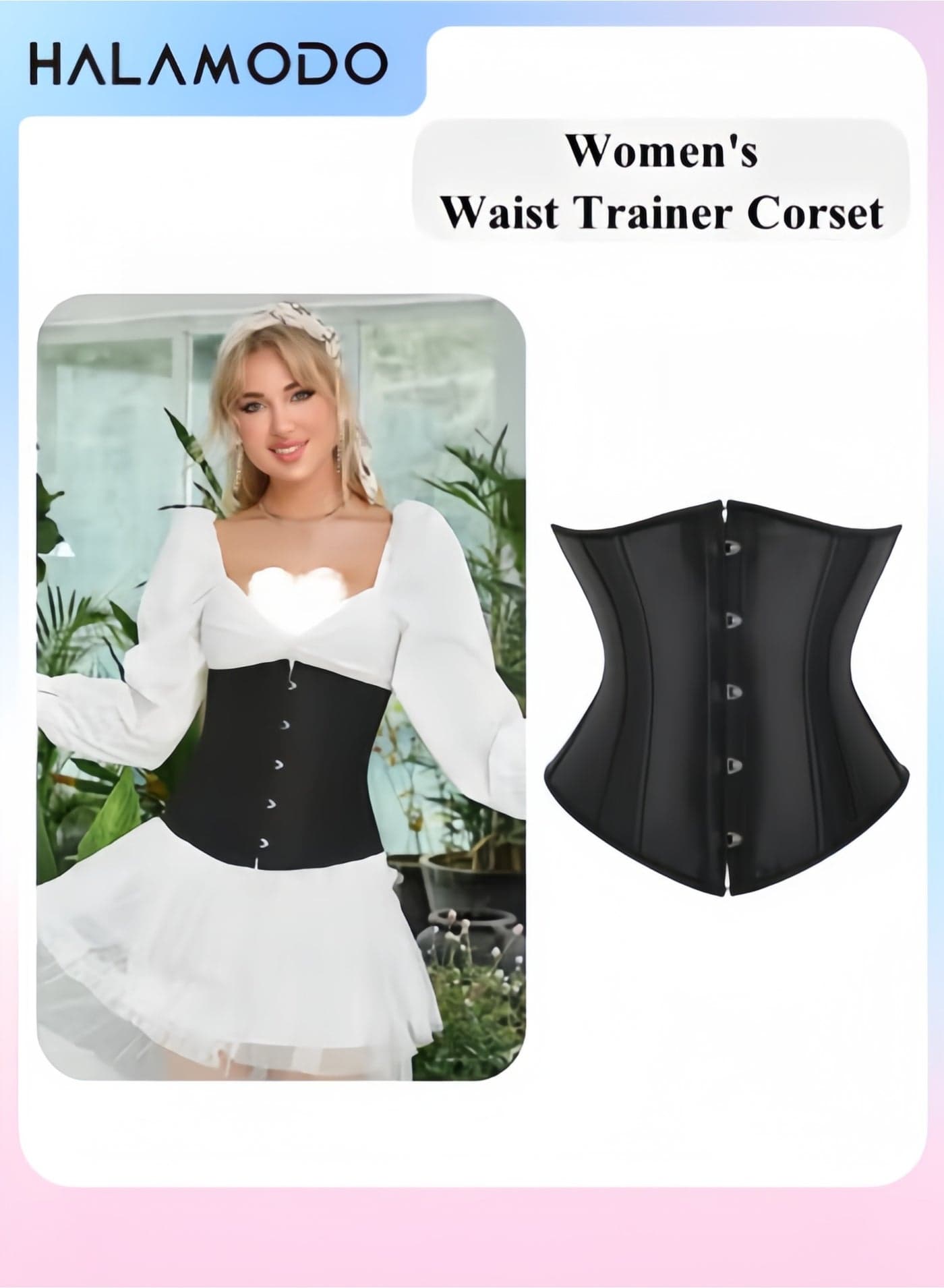 Women’s Waist Trainer Corset for Everyday Wear Steel Boned Tummy Control Body Shaper Steampunk Lace Up Body Shaper
