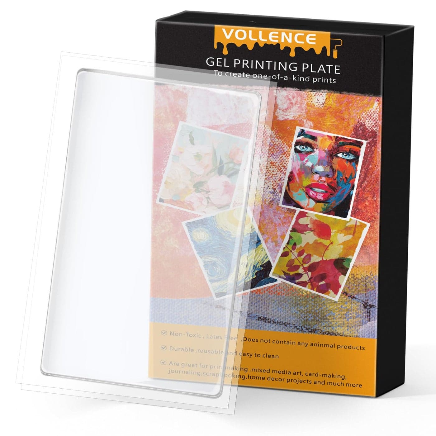 Vollence 8 X 10 Gel Printing Plate Reusable Gel Monoprinting Plate for Press Art