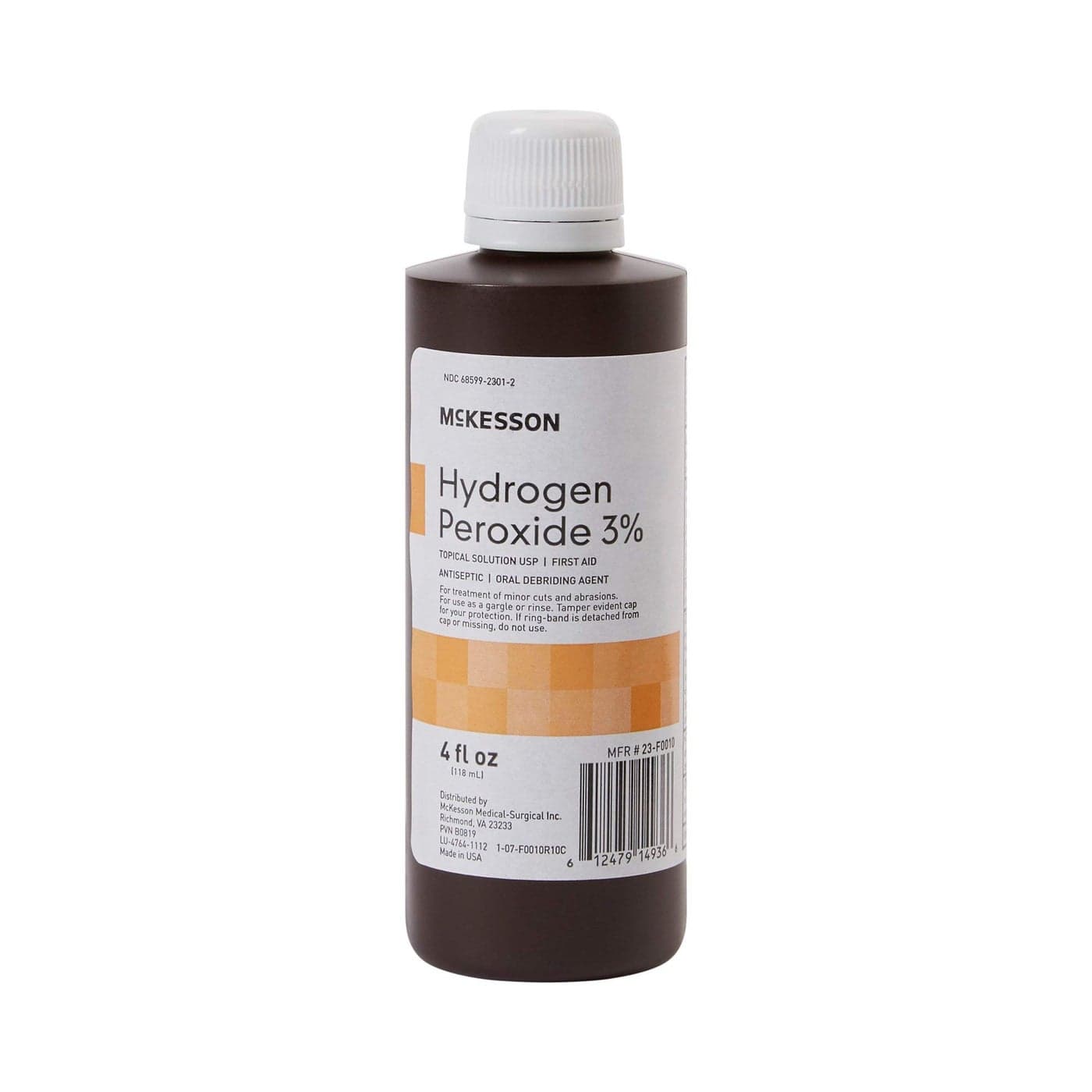 McKesson Hydrogen Peroxide 3 4 oz Pack of 1 Topical Solution USP First Aid Antiseptic Oral Debriding Agent