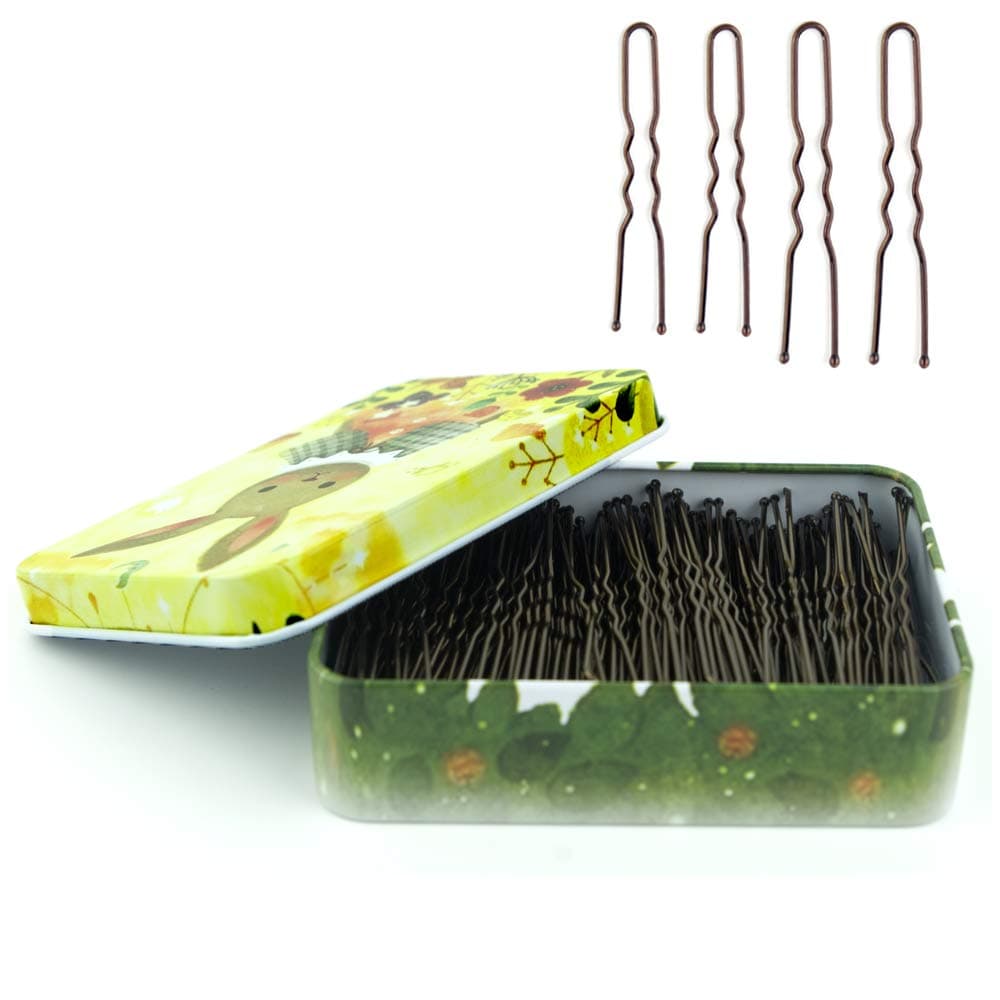 200pcs U Shaped Hair Pins Brown with Cute Case Hairpins for Buns Premium Bobby Pins for Kids Girls and Women Great for All Hair Types24 2 Inch Brown